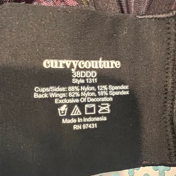 Curvy Couture Retro Roses Sheer Mesh Bra 38DDD - Picture 6 of 6